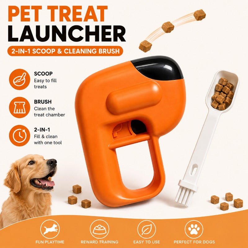 Interactive Treat Launcher for Cats & Dogs with Cleaning Tool