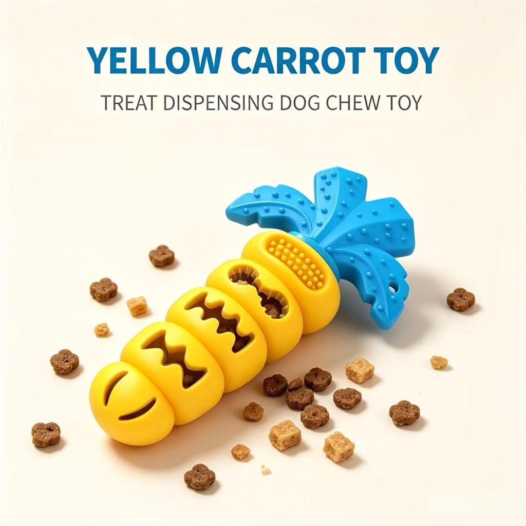 Carrot-Shaped Rubber Dog Chew Toy with Treat Dispenser