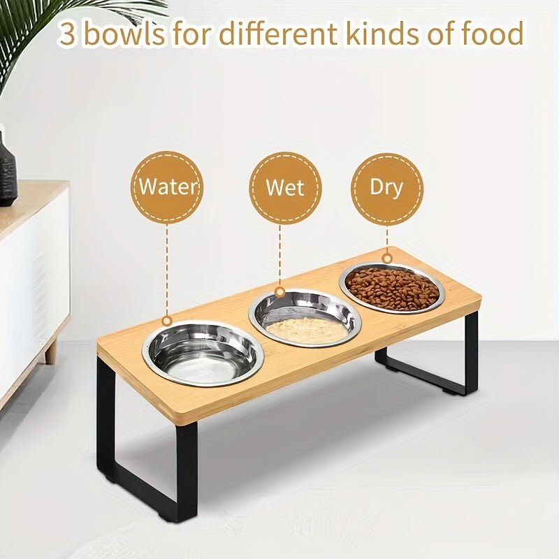 15° Tilted Stainless Steel Cat Bowl Stand