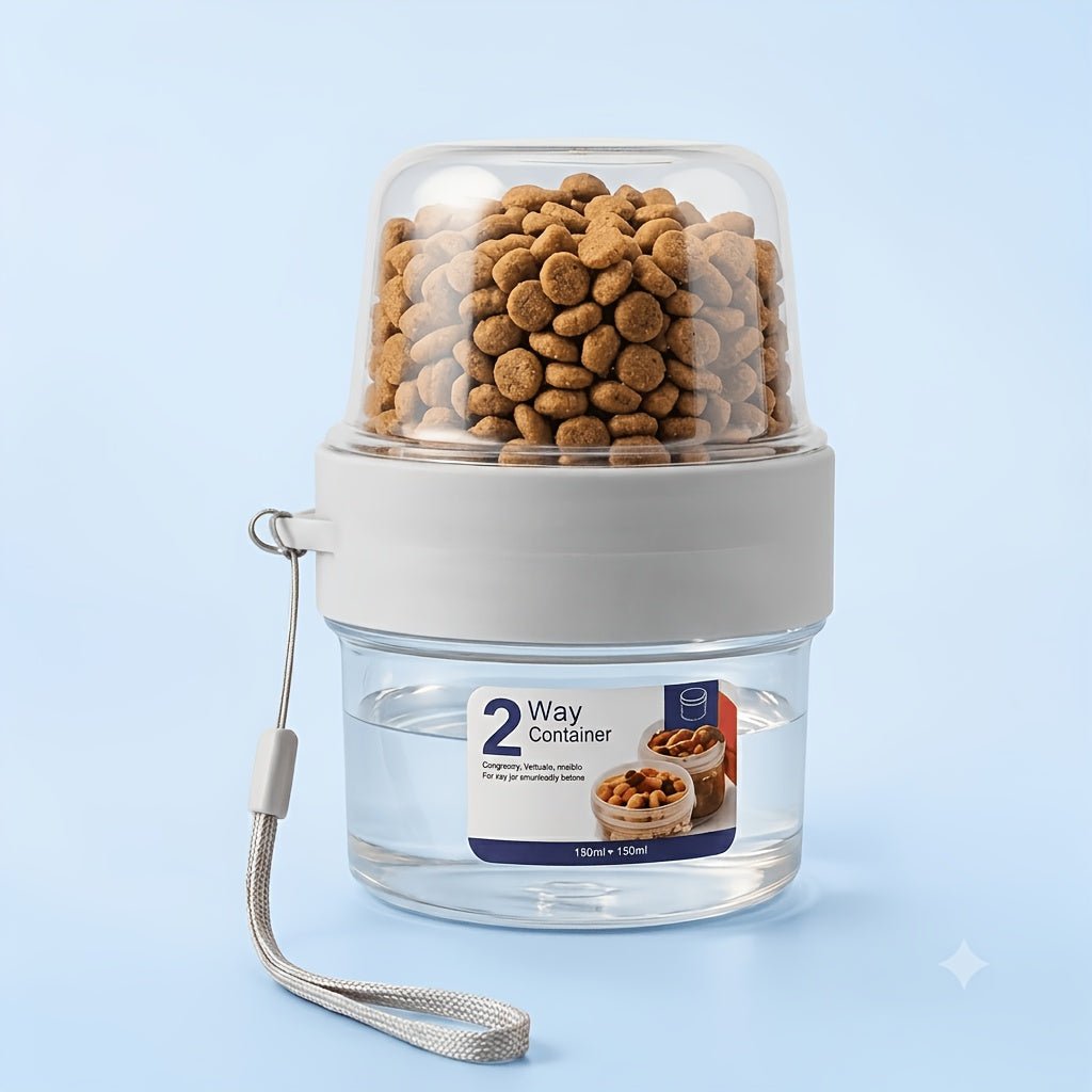 2-in-1 Portable Pet Water & Food Bowl, 150ml + 150ml